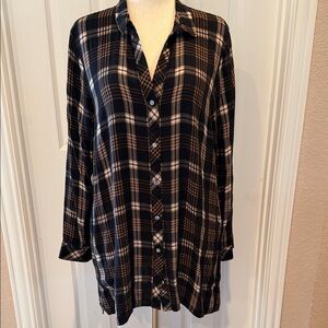 J. Jill Black and Tan Plaid Tunic XL